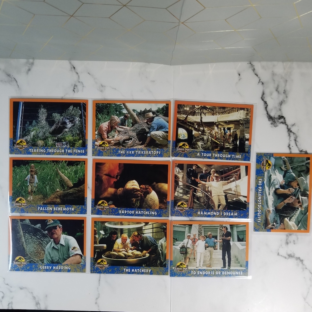 90s Vintage JP Topps Trading Cards Lot of 10 Jurassic Park Movie Cards Lot #13